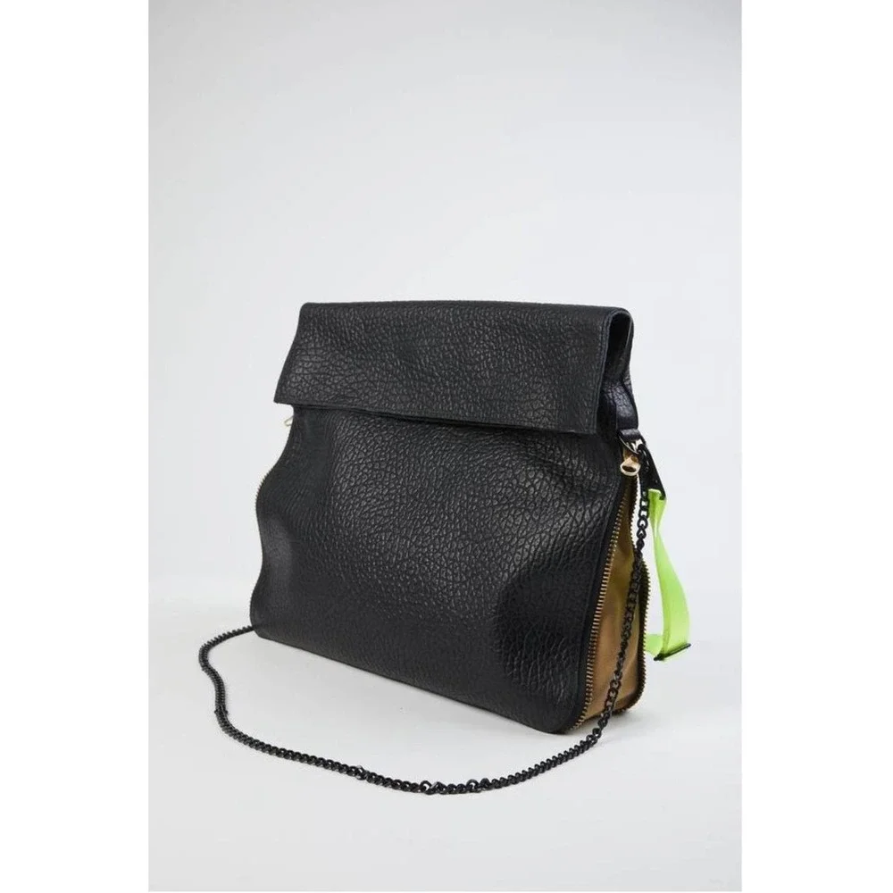 Ampersand As‎ Apostrophe Large Buffalo Leather Parcel Bag Black Crossbody $935